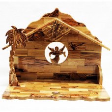 Nativity Stable with Music Box - Olive Wood L